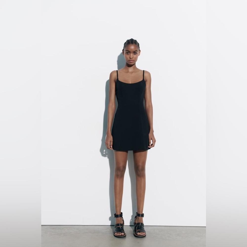 Zara Open Back Linen Blend Dress